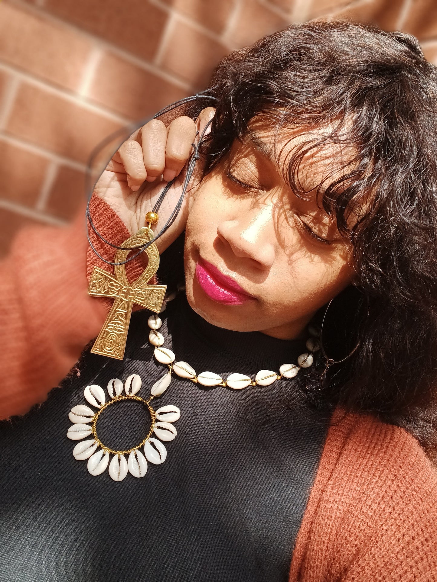 Gold Ankh Necklace, Ankh Pendant, Egyptian Cross Necklace