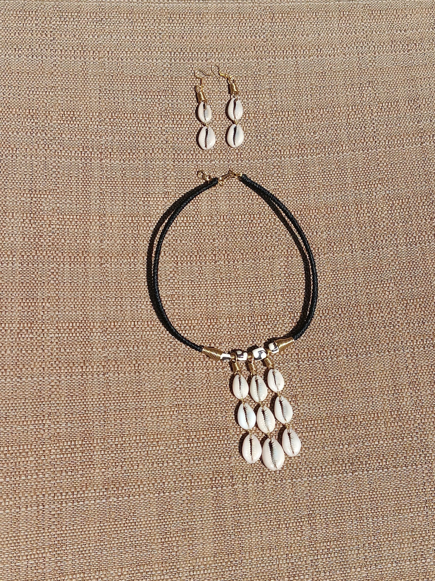 Cowrie Shell Necklace with Cowrie Shell Earrings Set, Cowrie Shell Jewelry, Seashell Necklace