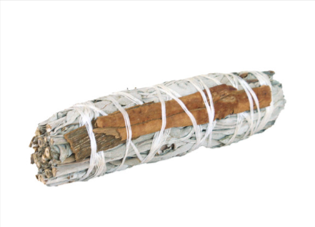 White Sage Smudging Stick with Cinnamon Stick for Abundance