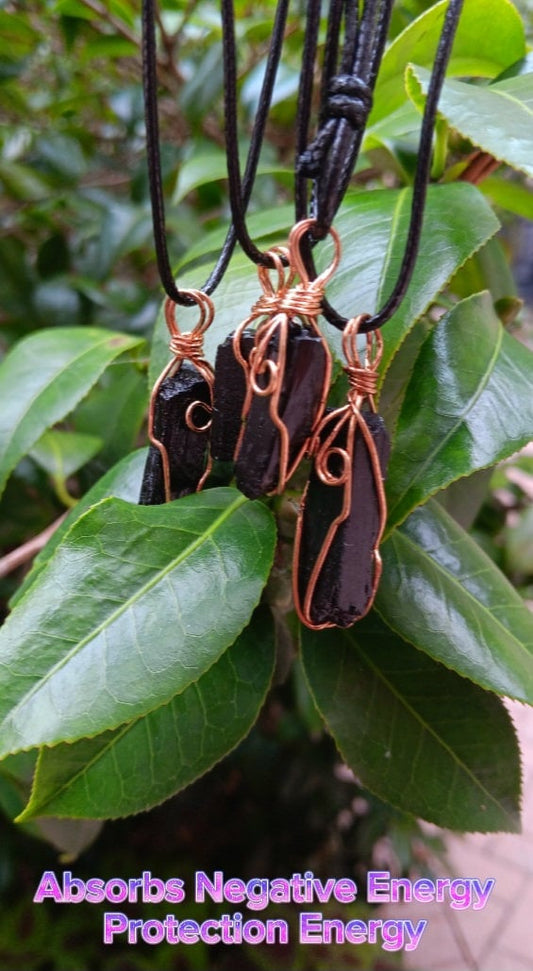 Black Tourmaline Necklace, Black Crystal, Empath Protection Necklace